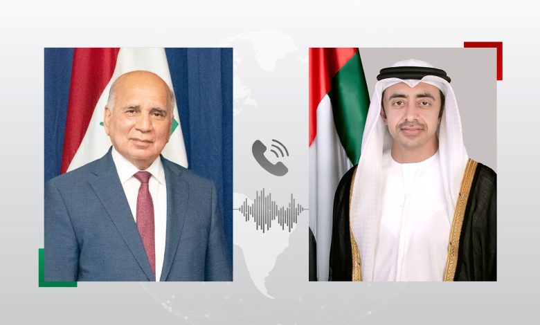 عبدالله بن زايد ونائب رئيس الوزراء وزير الخارجية العراقي يبحثان العلاقات بين البلدين