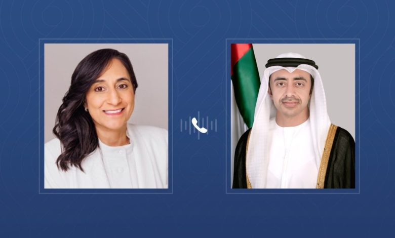 عبدالله بن زايد ووزيرة خارجية كندا يبحثان علاقات التعاون بين البلدين