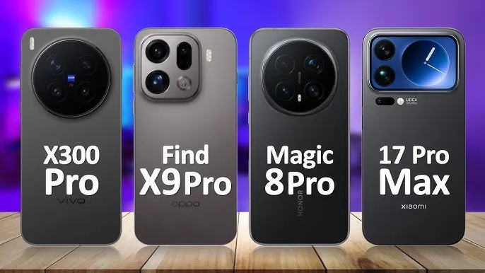 مقارنة كاميرات Xiaomi 17 Pro Max و Vivo X300 Pro و Honor Magic8 Pro و Oppo Find X9 Pro